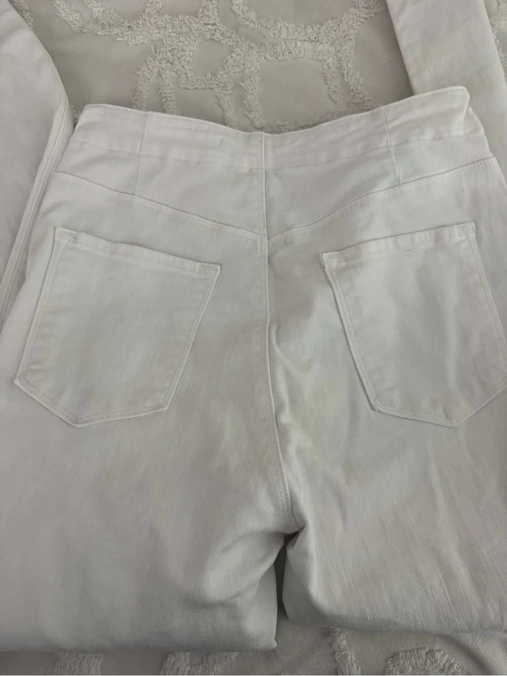 J Brand White High-Rise Button-Detail Jeans